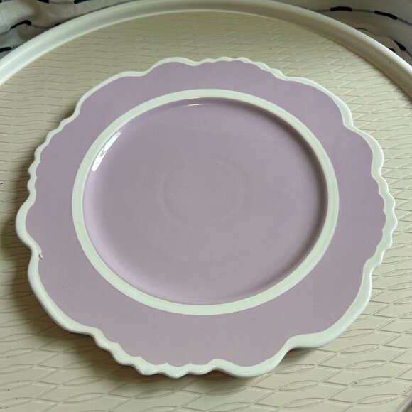 3 Anthropologie Lyla Stoneware Dinner Plates Purple Lavender Floral Edge 10.75" - Picture 3 of 10